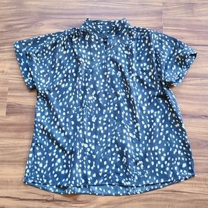 Ann Taylor XXS Blue Printed Short Sleeve Top